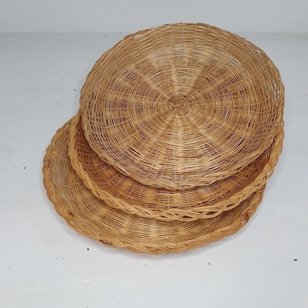 Woven Rattan Wicker Bamboo Set Of Three - Picture 4 of 5